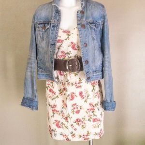 Strapless Cream and Floral Dress